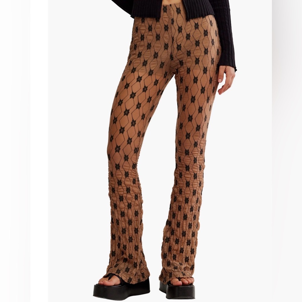 Free People Margo Lace Overlay Flare Pants
